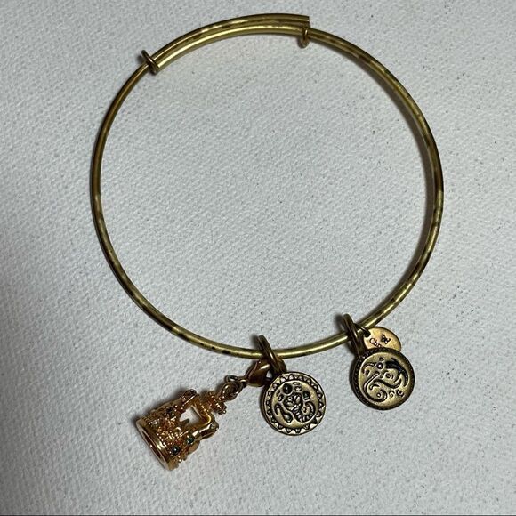 Alex and Ani and Chrysalis crown, lotus, OM, aquamarine charm Bracelet lot - Picture 2 of 13